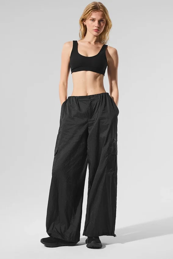 Leggings a gamba larga Sheer Game Time - Nero