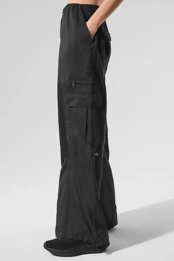 Leggings a gamba larga Sheer Game Time - Nero