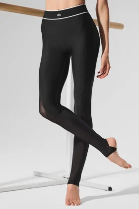 Leggings a strappo “Darling” High-Waist in rete Airlift — Nero