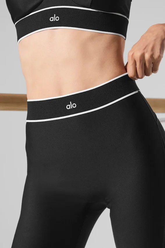 Leggings a strappo “Darling” High-Waist in rete Airlift — Nero