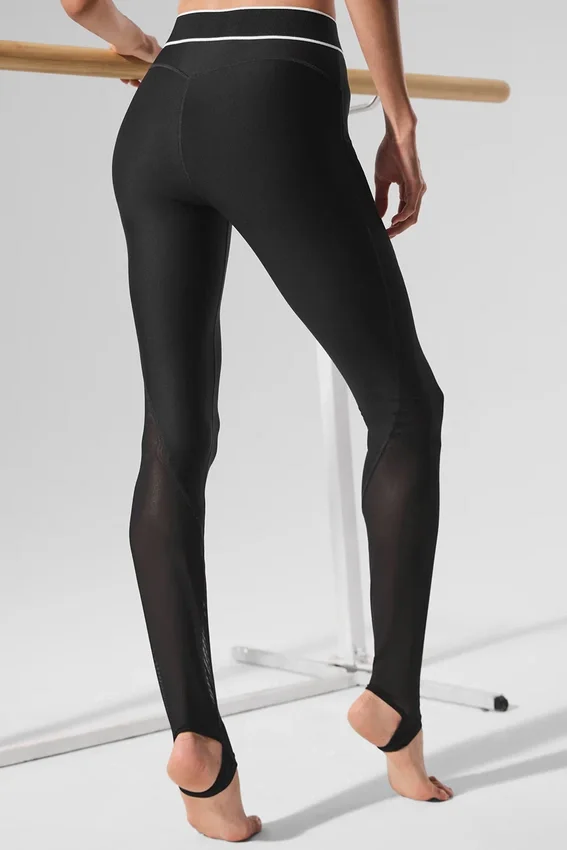 Leggings a strappo “Darling” High-Waist in rete Airlift — Nero