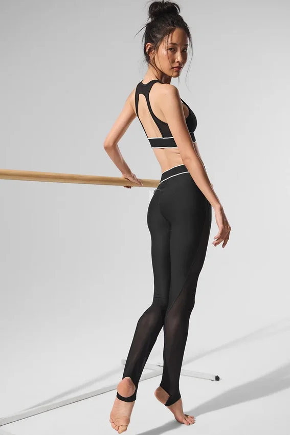 Leggings a strappo “Darling” High-Waist in rete Airlift — Nero