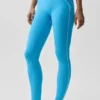 Leggings a vita alta con motivo a cuore in tessuto Airbrush — Blu azzurro/Bianco