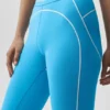 Leggings a vita alta con motivo a cuore in tessuto Airbrush — Blu azzurro/Bianco