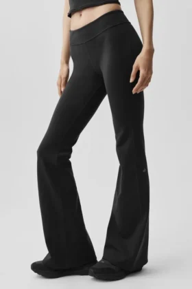 Leggings Airbrush a vita bassa e gamba svasata - Nero