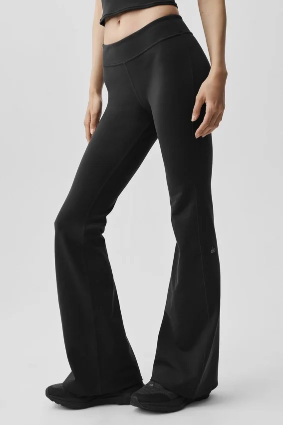 Leggings Airbrush a vita bassa e gamba svasata - Nero