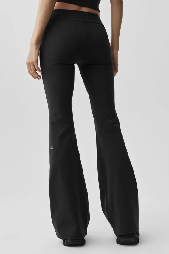 Leggings Airbrush a vita bassa e gamba svasata - Nero