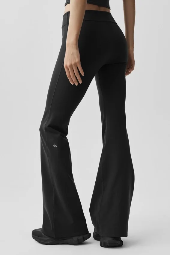 Leggings Airbrush a vita bassa e gamba svasata - Nero