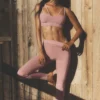 Leggings Airbrush Fast Track High-Waist - Rosa vintage/Bianco