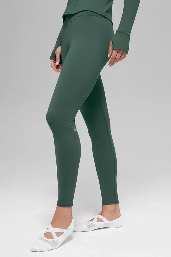 Leggings Airbrush Winter Warm High-Waist modello Nocturne - Clover Green