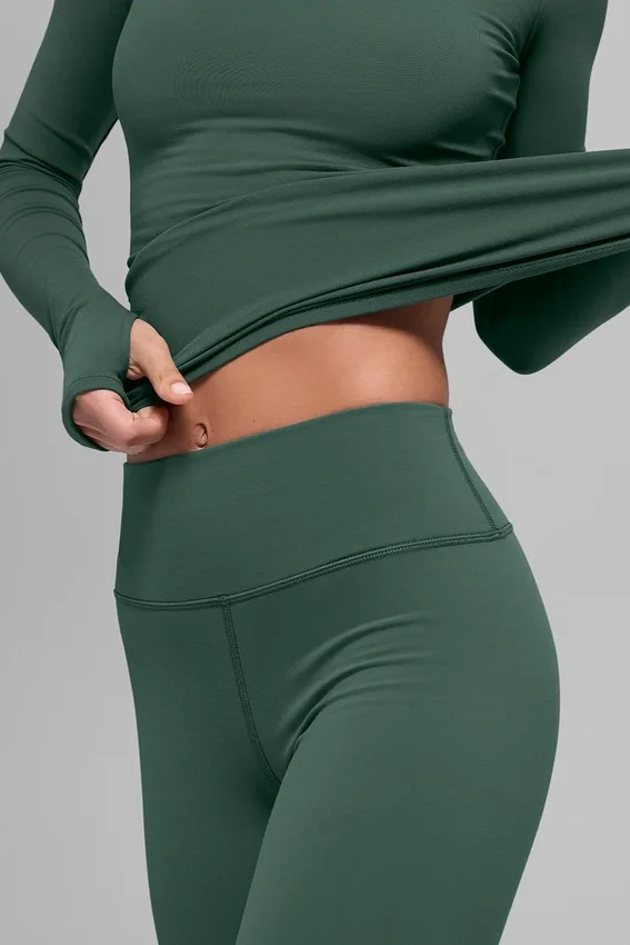 Leggings Airbrush Winter Warm High-Waist modello Nocturne - Clover Green