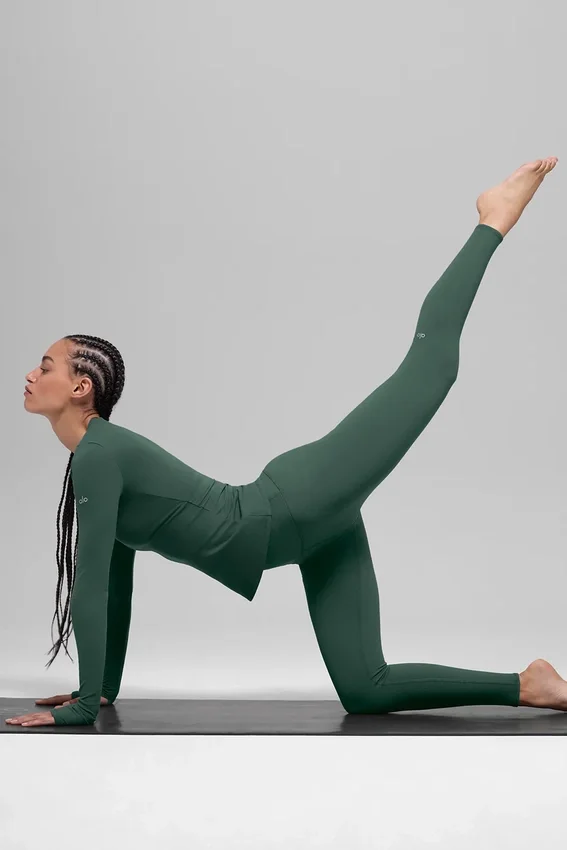 Leggings Airbrush Winter Warm High-Waist modello Nocturne - Clover Green