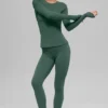Leggings Airbrush Winter Warm High-Waist modello Nocturne - Clover Green