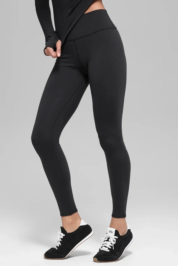 Leggings Airbrush Winter Warm High-Waist modello Nocturne - Nero