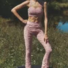 Leggings Cherish High-Waist Airlift in rete - Rosa vintage