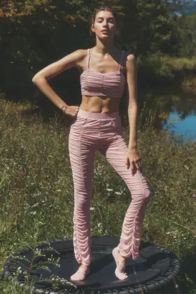Leggings Cherish High-Waist Airlift in rete - Rosa vintage
