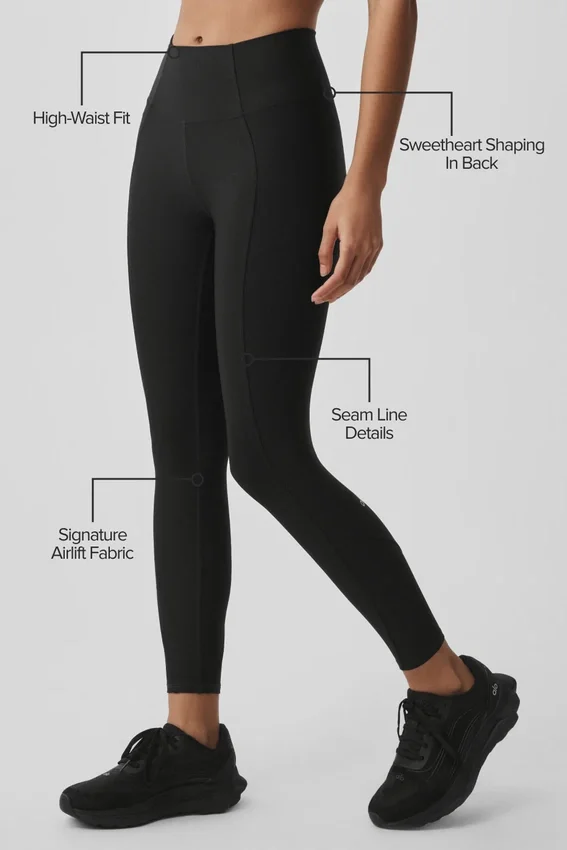 Leggings High-Waist 7/8 Fine Line - Nero
