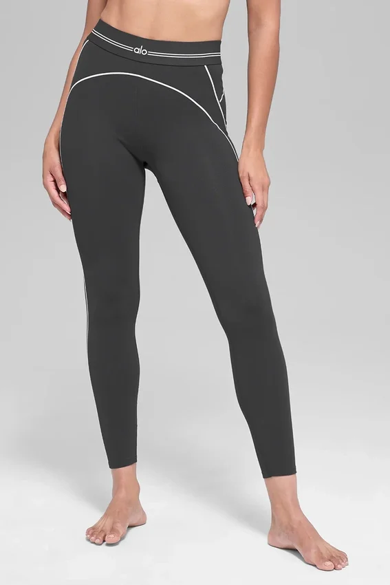 Leggings High-Waist 7/8 Heart Throb - Antracite/Bianco