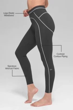 Leggings High-Waist 7/8 Heart Throb – Antracite/Bianco