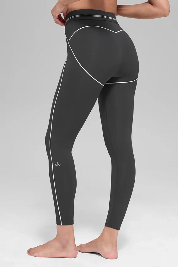Leggings High-Waist 7/8 Heart Throb - Antracite/Bianco