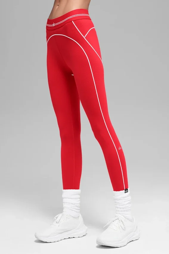 Leggings High-Waist 7/8 Heart Throb - Rosso brillante/Bianco