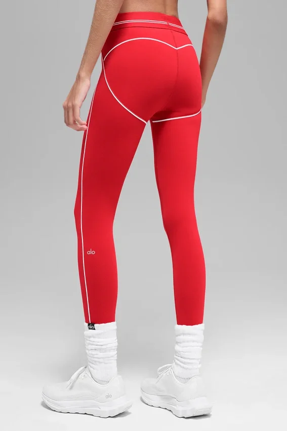 Leggings High-Waist 7/8 Heart Throb - Rosso brillante/Bianco