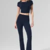 Leggings High-Waist Airbrush con taglio bootcut 7/8 - Blu navy