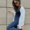 Leggings High-Waist Airbrush con taglio bootcut 7/8 - Blu navy