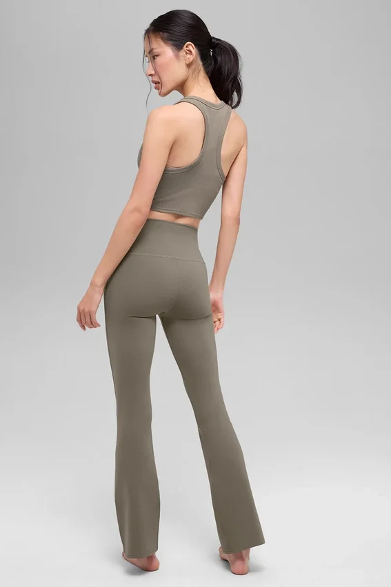 Leggings High-Waist Airbrush con taglio bootcut 7/8 - Cacao chiaro