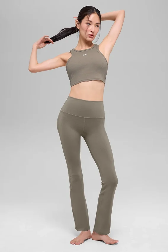 Leggings High-Waist Airbrush con taglio bootcut 7/8 - Cacao chiaro