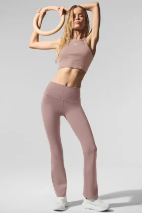 Leggings High-Waist Airbrush con taglio bootcut 7/8 - Taupe