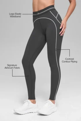 Leggings High-Waist Airbrush Heart Throb – Antracite/Bianco