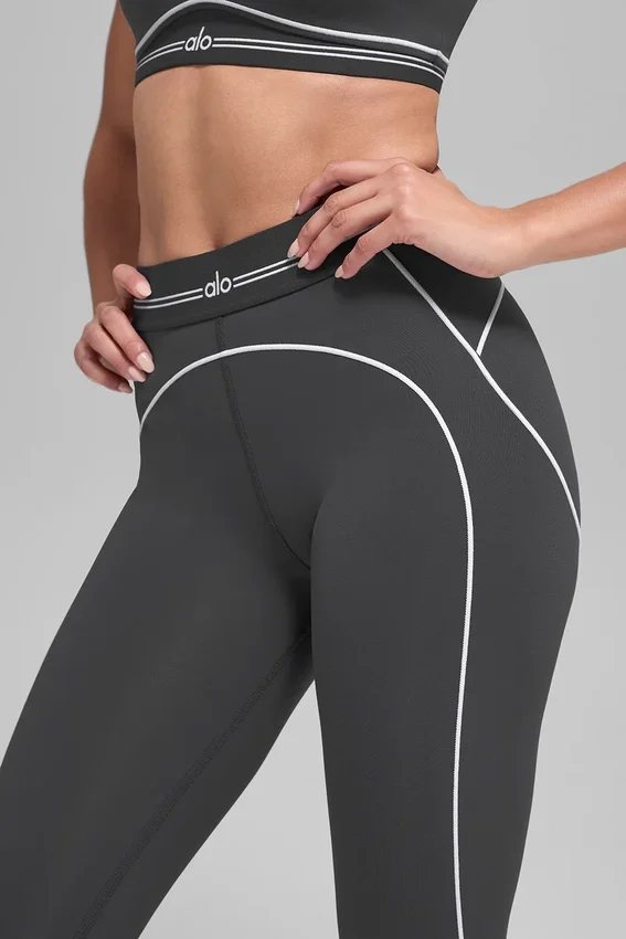 Leggings High-Waist Airbrush Heart Throb - Antracite/Bianco