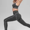 Leggings High-Waist Airbrush Heart Throb - Antracite/Bianco