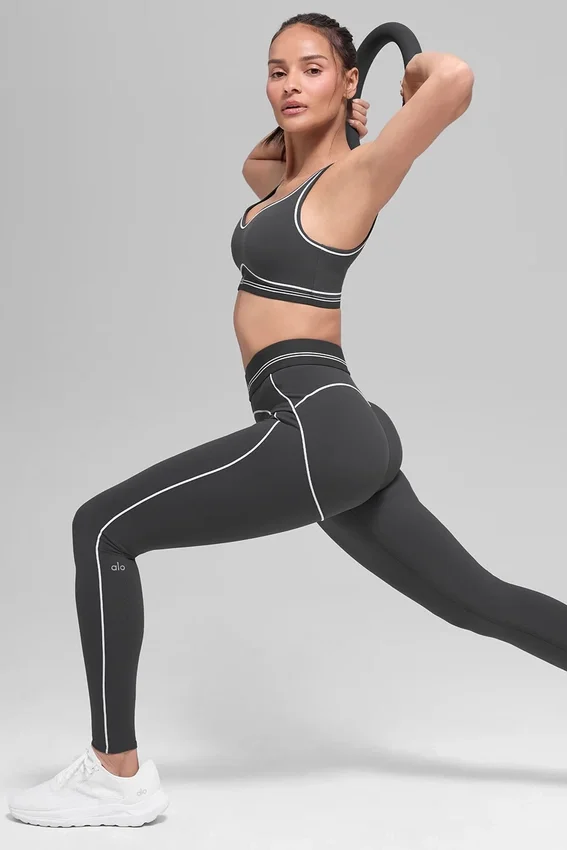 Leggings High-Waist Airbrush Heart Throb - Antracite/Bianco
