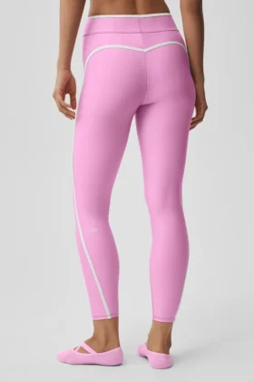Leggings High-Waist Airlift Charger 7/8 – Rosa Candy Heart/Bianco