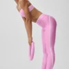 Leggings High-Waist Airlift Charger 7/8 - Rosa Candy Heart/Bianco
