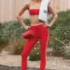Leggings High-Waist Airlift Charger 7/8 - Rosso brillante/Bianco