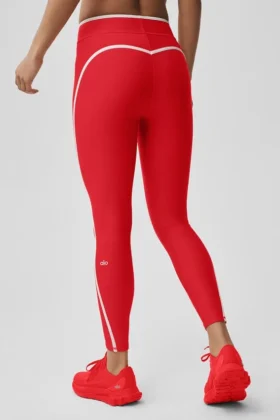 Leggings High-Waist Airlift Charger 7/8 – Rosso brillante/Bianco