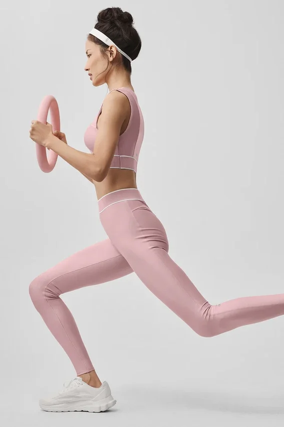 Leggings High-Waist Airlift con effetto modellante - Rosa vintage/Bianco