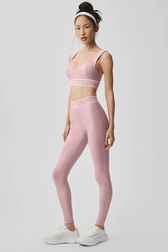 Leggings High-Waist Airlift con effetto modellante - Rosa vintage/Bianco