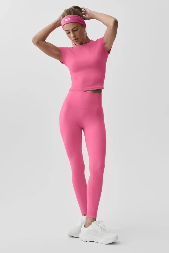 Top a maniche corte Alo Softsculpt Precision - Rosa Paradiso