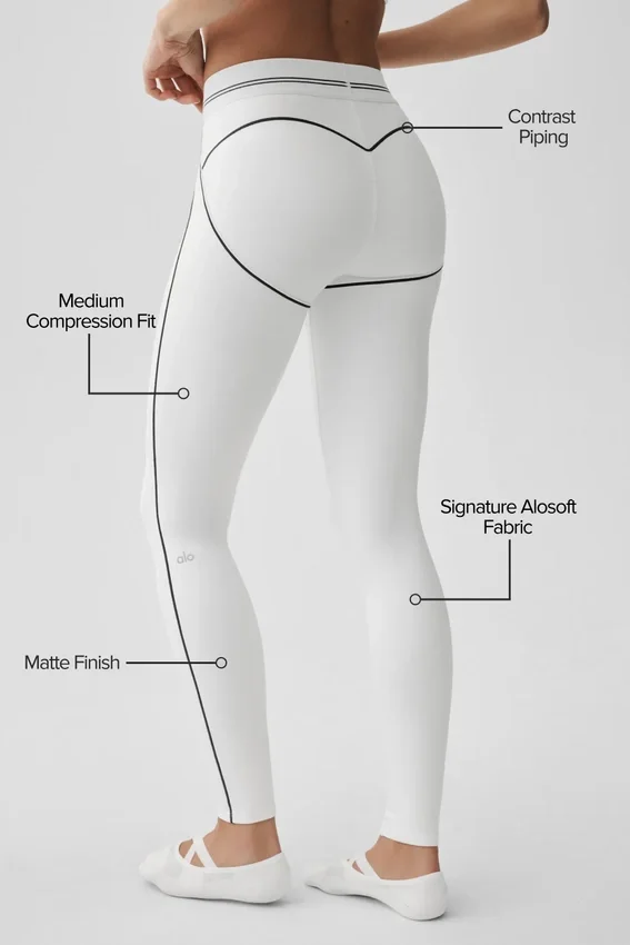 Leggings High-Waist con motivo a cuore Airbrush - Bianco/Nero