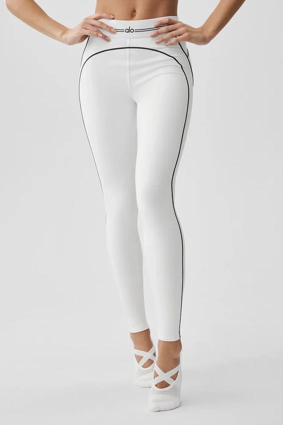 Leggings High-Waist con motivo a cuore Airbrush - Bianco/Nero