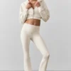 Leggings High-Waist e gamba svasata Airbrush - Avorio
