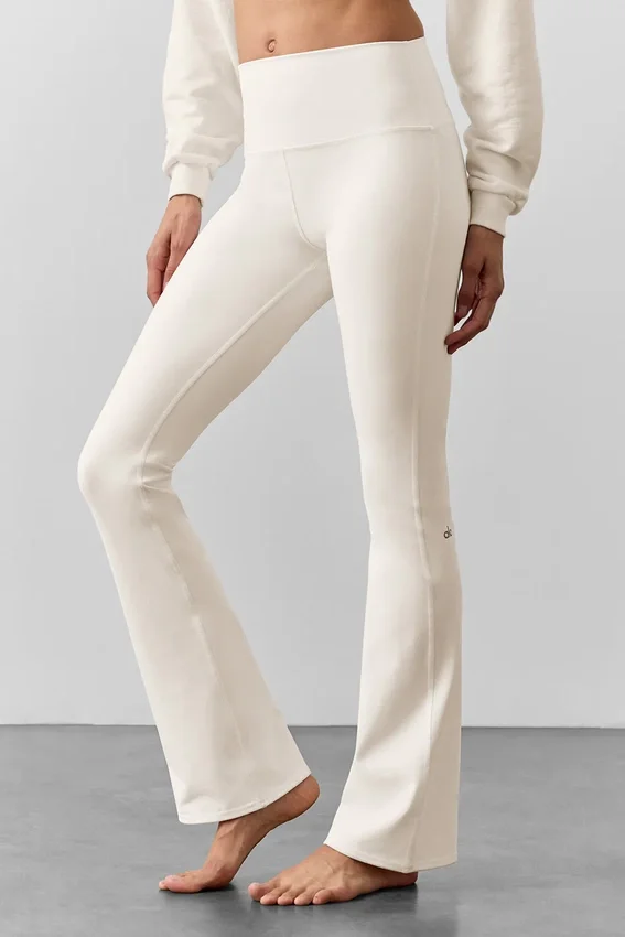 Leggings High-Waist e gamba svasata Airbrush - Avorio
