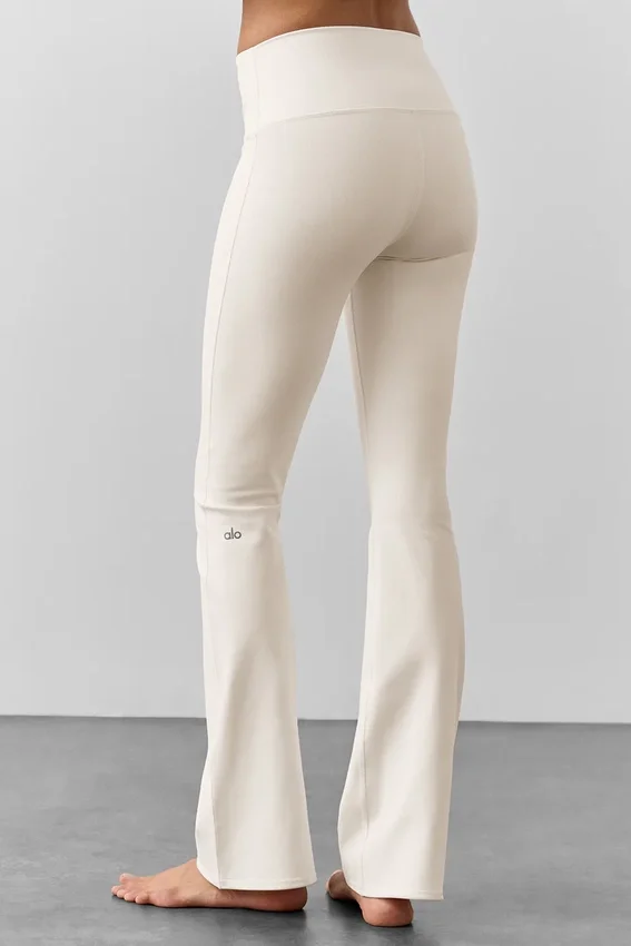 Leggings High-Waist e gamba svasata Airbrush - Avorio