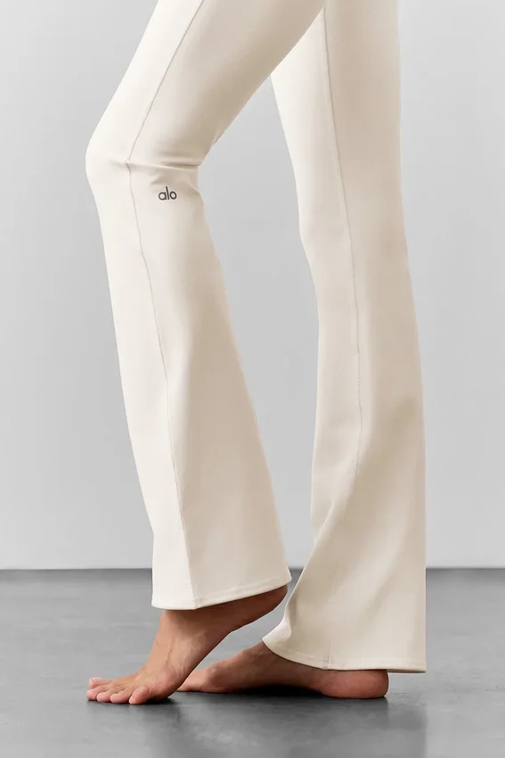 Leggings High-Waist e gamba svasata Airbrush - Avorio