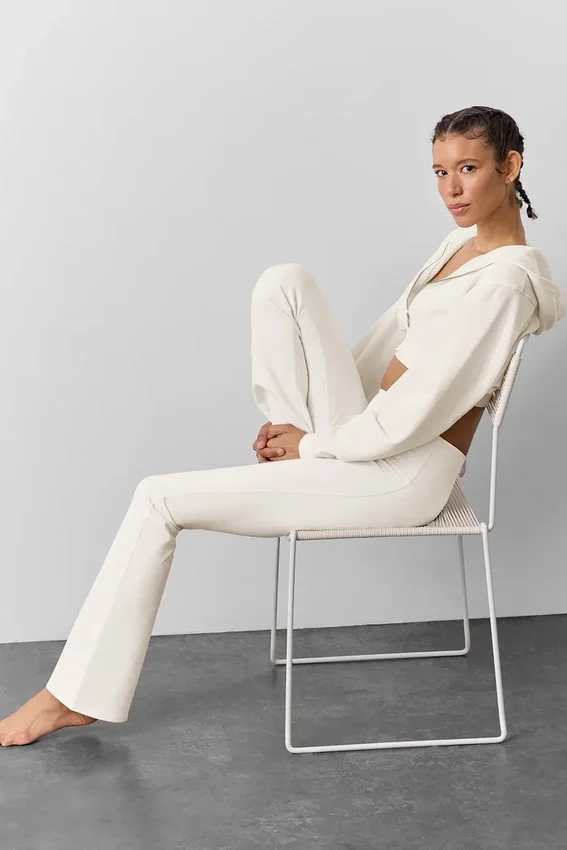 Leggings High-Waist e gamba svasata Airbrush - Avorio