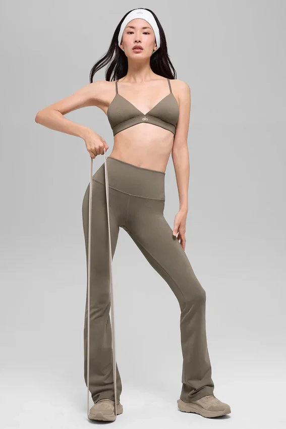 Leggings High-Waist e gamba svasata Airbrush - Cacao chiaro